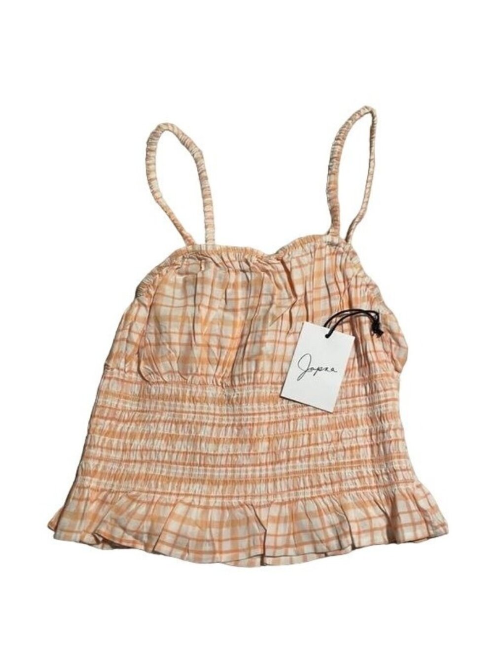 Japna Crop Top Elastic Midriff  NWT Orange Plaid Womens XS